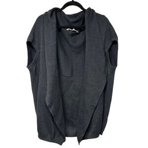 Athleta Restful Cocoon Wrap Cardigan Ribbed Heather Gray Sweater Size Small